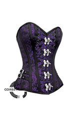 Purple and Black Brocade Overbust Corset Bustier Heart Top Costume